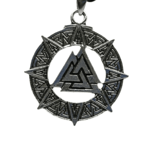 Black Corded Necklace with Stainless Steel Valknut Star / Sun Pendant