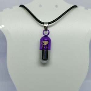 Purple Love Heart Memories Locket Time Capsule Pendant Ash Picture Holder Mini Keepsake Necklace Pendant