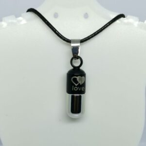 Black Love Heart Memories Locket Time Capsule Pendant Ash Picture Holder Mini Keepsake Necklace Pendant