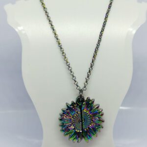 Coloured Sunflower Pendant Necklace Engraved with You Are My Sunshine Locket That Opens Up