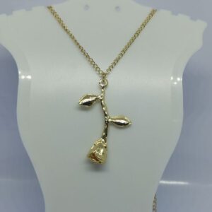Gold Coloured Princess Rose Pendant on a Gold Coloured Necklace