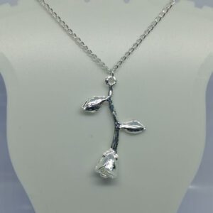 Silver Coloured Princess Rose Pendant on a Silver Coloured Necklace