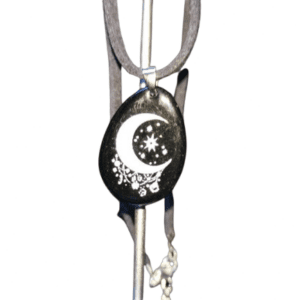 Black Suede Choker with Moon and Star Pendant