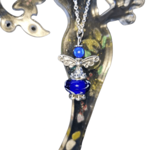 Sterling Silver Necklace with Royal Blue Angel Pendant