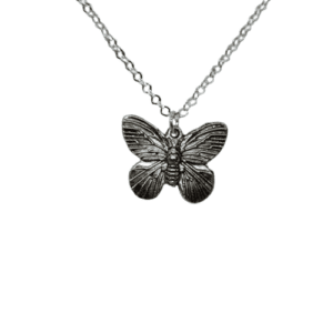 Silver Coloured Butterfly Pendant on a Sterling Silver Necklace