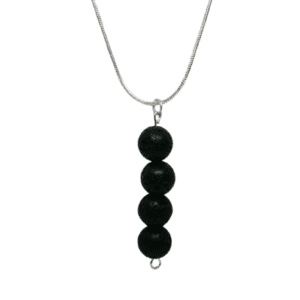 Natural Black Lava Stone Sterling Silver Snake Chain Necklace