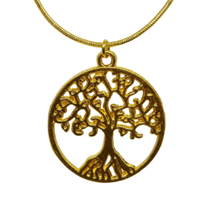 Gold Coloured Snake Chain Necklace with Gold Coloured Tree of Life Pendant
