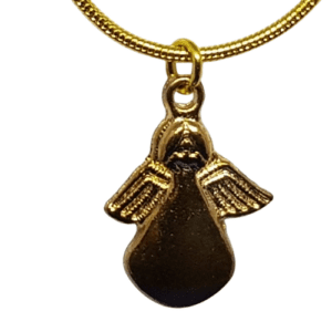 Gold Coloured Snake Chain Necklace with Gold Coloured Engraved Angel Pendant