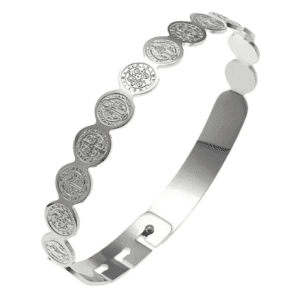 Stainless Steel Adjustable Cuff Bracelet with Jesus Print