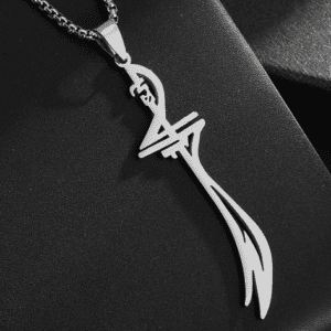 Silver Coloured Sword Pendant on a Silver Coloured Necklace