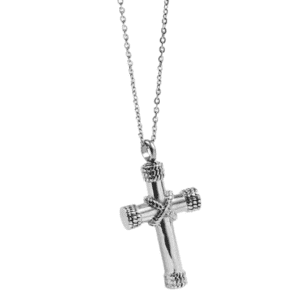 Small Silver Coloured Cross Locket Pendant on a Stainless Steel Necklace