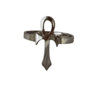 Silver Stainless Steel Adjustable Ankh Egyptian Cross Ring