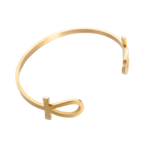 Gold Coloured Stainless Steel Ankh Cross Bracelet Bangle