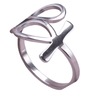 Egyptian Ankh Cross Stainless Steel Silver Coloured Adjustable Ring