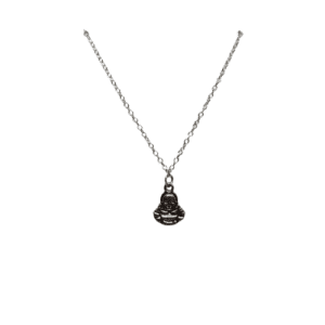 Sterling Silver O link Necklace with Silver Coloured Buddha Pendant