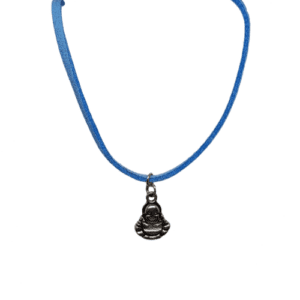 Baby Blue Soft Suede Necklace with Silver Coloured Pendant
