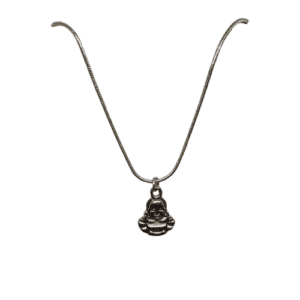 Sterling Silver Snake Chain Necklace with Silver Coloured Buddha Pendant