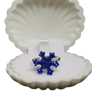 Royal Blue Snowflake Ring with Silver Coloured Glitter