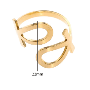 Egyptian Ankh Cross Gold Coloured Adjustable Ring