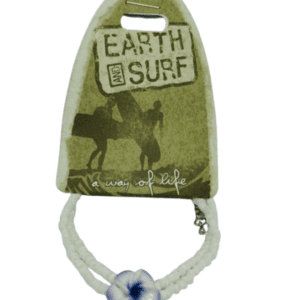 Earth and Surf Vegan White Double Layered Adjustable Beaded Bracelet with Centre Lilac Flower Bead