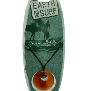 Earth and Surf Vegan Black Corded Necklace with Tan Natural Stone and Shell Disc Double Pendant