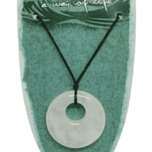 Earth and Surf Vegan Black Corded Necklace with Rose Quartz Natural Stone Disc Pendant