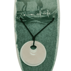 Earth and Surf Vegan Black Corded Necklace with Rose Quartz Natural Stone and Shell Disc Double Pendant
