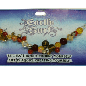Earth and Surf Vegan Browns Orange and Clear Coloured Beaded Necklace with Pull On Silver Coloured Chain Necklace