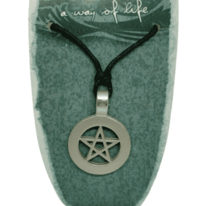 Earth and Surf Vegan Pentagon Star Devil Witch Metal Pendant on a Black Corded Necklace