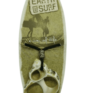 Earth and Surf Vegan Adjustable Black Corded Necklace with Large Sea Shell Pendant