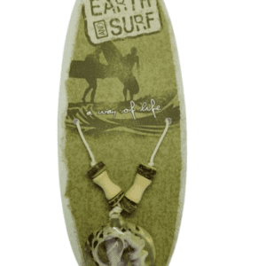 Earth and Surf Vegan Cream Corded Adjustable Necklace with Cream Beads Round Pendant and Lilac Sea Shell Inside