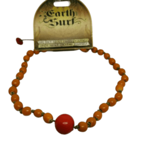Earth and Surf Vegan Khaki Coloured Corded Necklace with Orange Wooden Beads