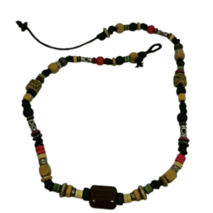 Vegan Earth and Surf Multi Coloured Wooden Beaded Necklace in Reds Creams and Browns
