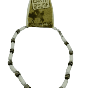 Vegan Earth and Surf White and Grey Shell Necklace with Silver Coloured Beads