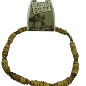 Vegan Earth and Surf Cream and Tan Wooden Beaded Necklace