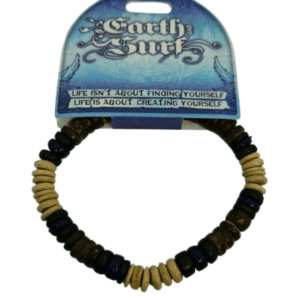 Earth and Surf Vegan Earth and Surf Navy Blue Black Brown and Cream Elasticated Bracelet