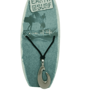 Vegan Earth and Surf Black Corded Necklace with Silver Coloured Metal Pendant
