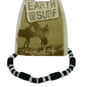 Earth and Surf Vegan Black and White Beaded Elasticated Bracelet
