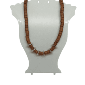 Earth and Surf Vegan Tanned and Silver Coloured Beaded Necklace