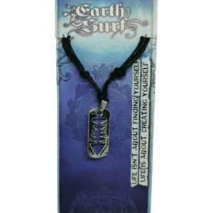 Earth and Surf Vegan Adjustable Black Corded Necklace with Metal Fish Bone Pendant