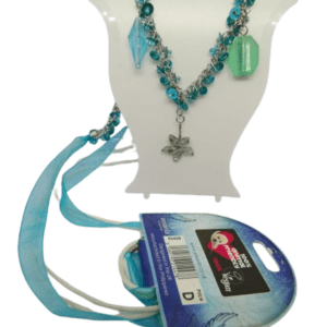 Earth and Surf Vegan Over Sized Turquoise Coloured Sequin Ribbon and White Corded Necklace