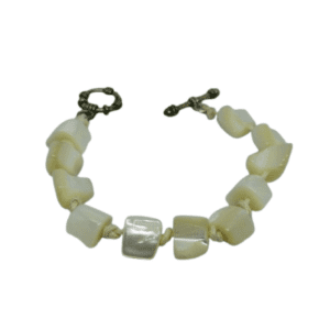 Earth and Surf Vegan Irregular Pearl Type Beads with Knotted Cord and Silver Coloured Link Clasp