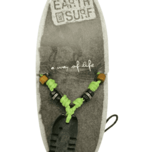 Earth and Surf Vegan Dark Brown and Green corded Necklace with Wooden Fish Pendant