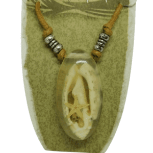 Earth and Surf Vegan Tan Corded Necklace with Light Coloured Sea Shell and Star Fish Pendant