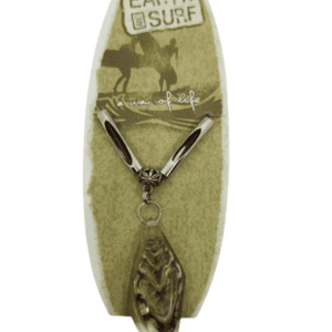 Earth and Surf Vegan Brown Corded Necklace with Asymmetrical Pendant with Brown Sea Shell Inside and Metal Beads in the Centre