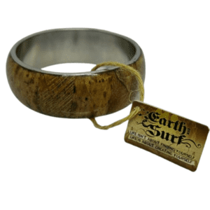 Earth and Surf Vegan Brown Shiny Wood Effect Bangle with Metal Insert