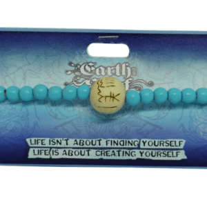 Earth and Surf Vegan Elasticated Bracelet with Light Blue and Cream Wooden Beads