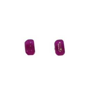 Hot Cerise Pink Glitter Rectangular Stud Style Earrings