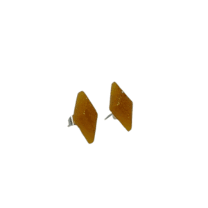Amber Yellow Diamond Shaped Stud Style Earrings