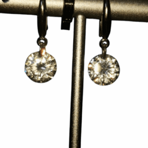 Silver Coloured Half Hoop Earrings with Sparkly Hanging Crystals